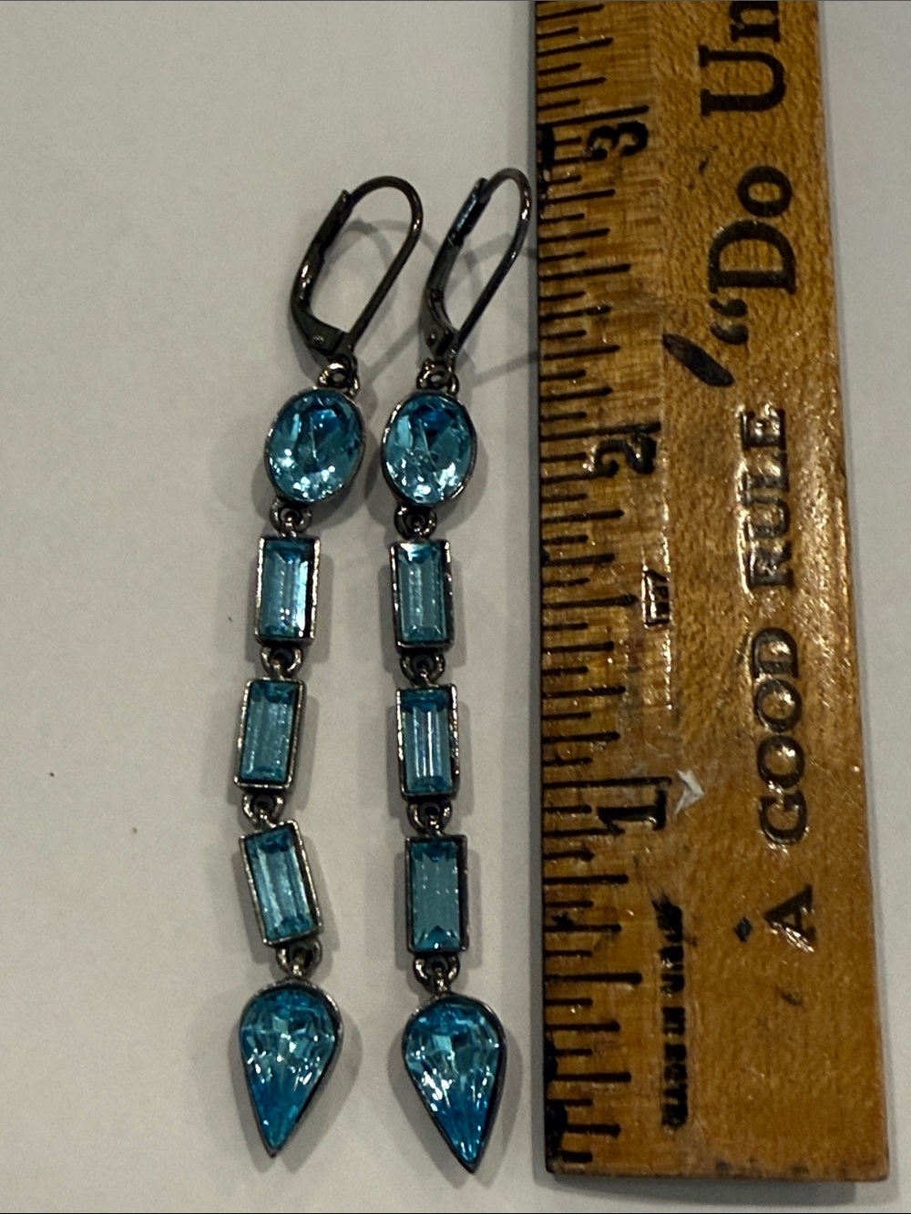 Givenchy Blue Crystal Drop Earrings - Picture 11 of 11